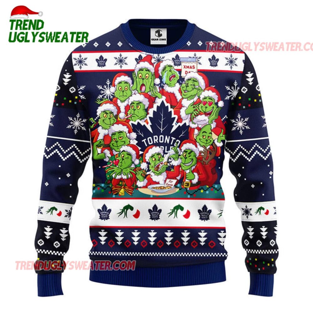 NHL Toronto Maple Leafs 12 Grinch Xmas Day Ugly Christmas Sweater 1