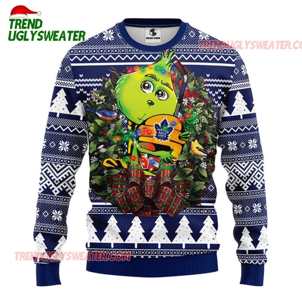NHL Toronto Maple Leafs Grinch Hug Ugly Christmas Sweater 1