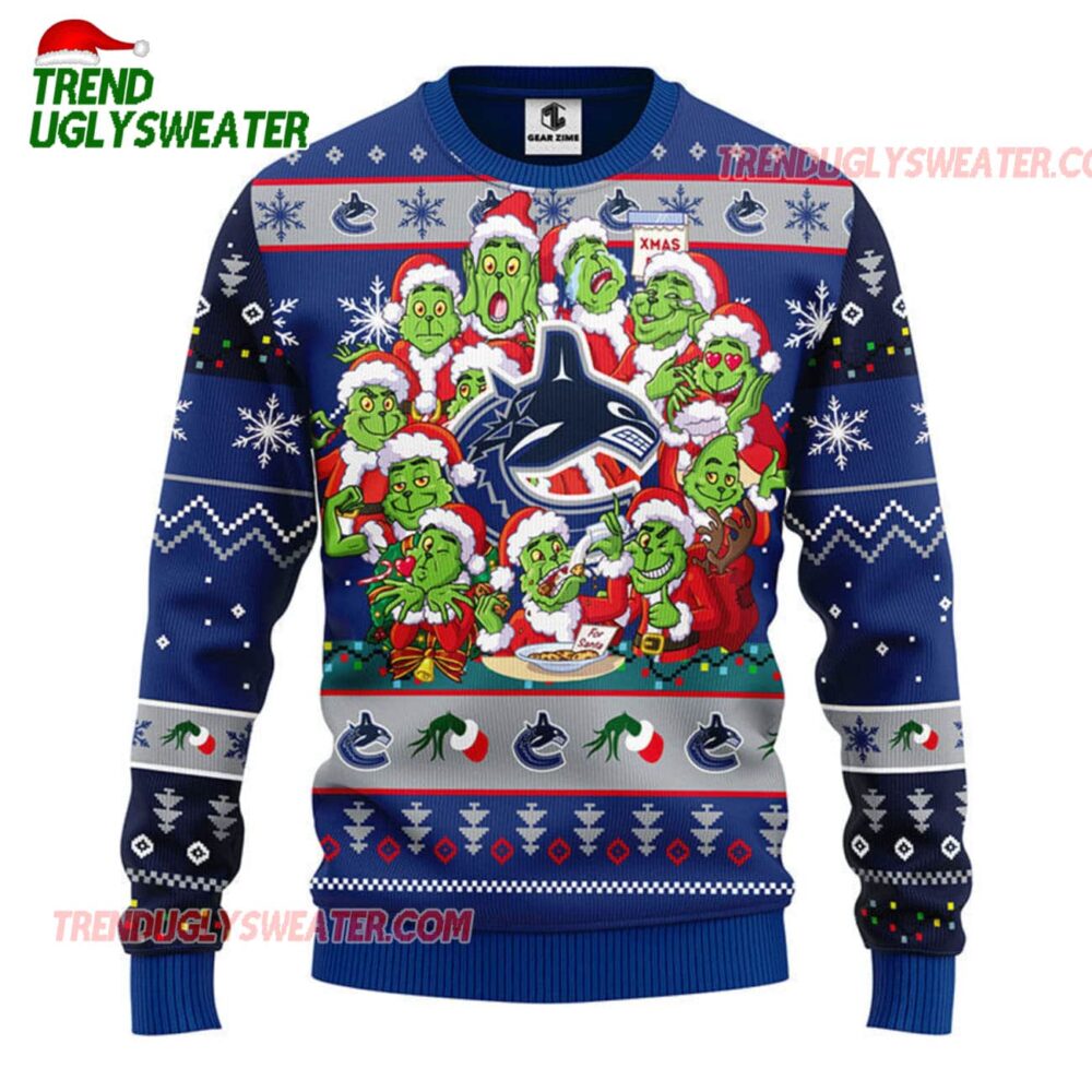 NHL Vancouver Canucks 12 Grinch Xmas Day Ugly Christmas Sweater 1