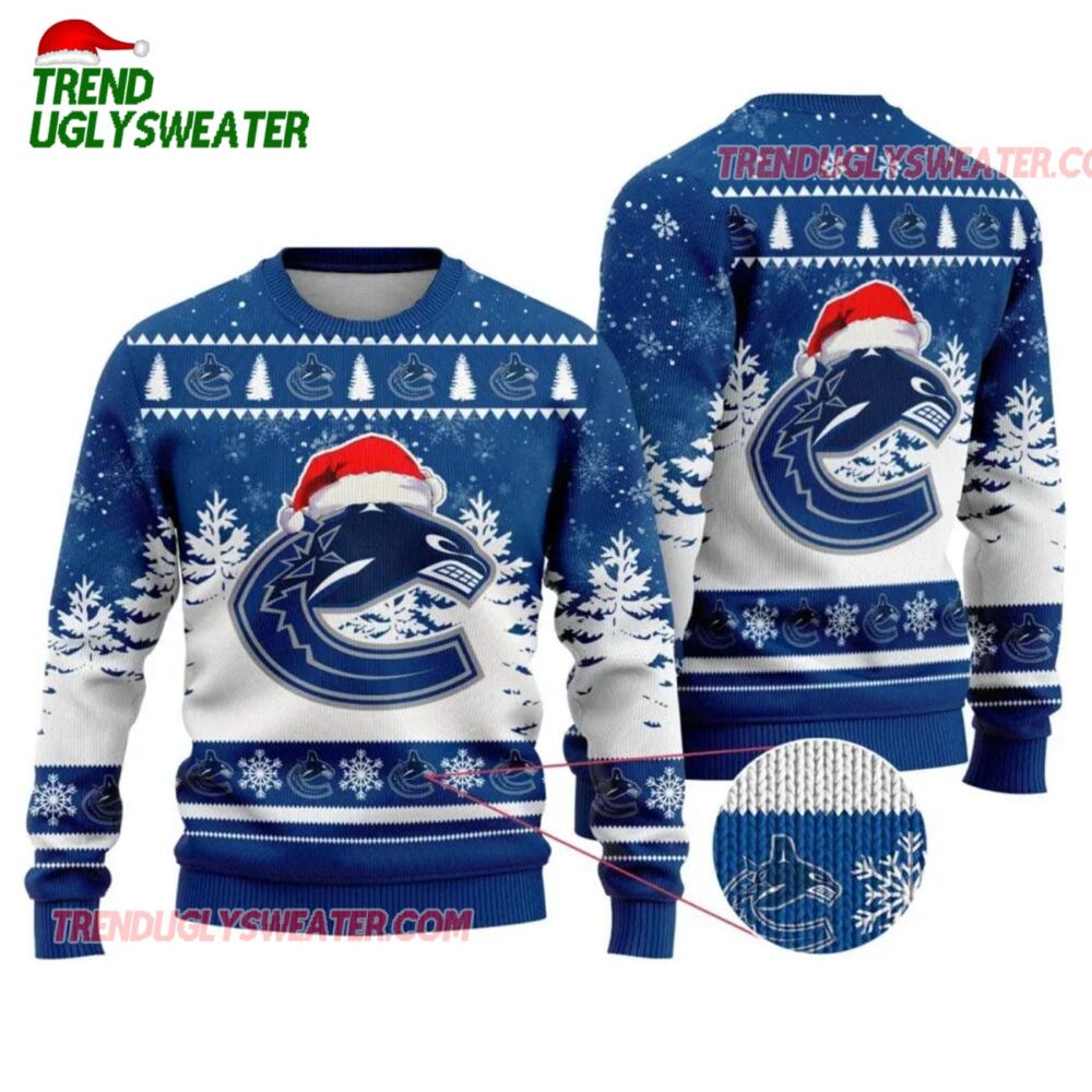 NHL Vancouver Canucks Santa Hat Ugly Christmas Sweater 1