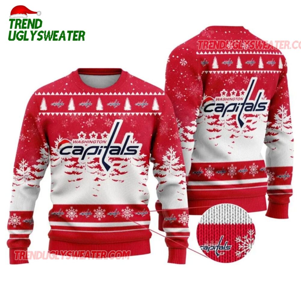 NHL Washington Capitals Snowflake Forest Ugly Christmas Sweater 1
