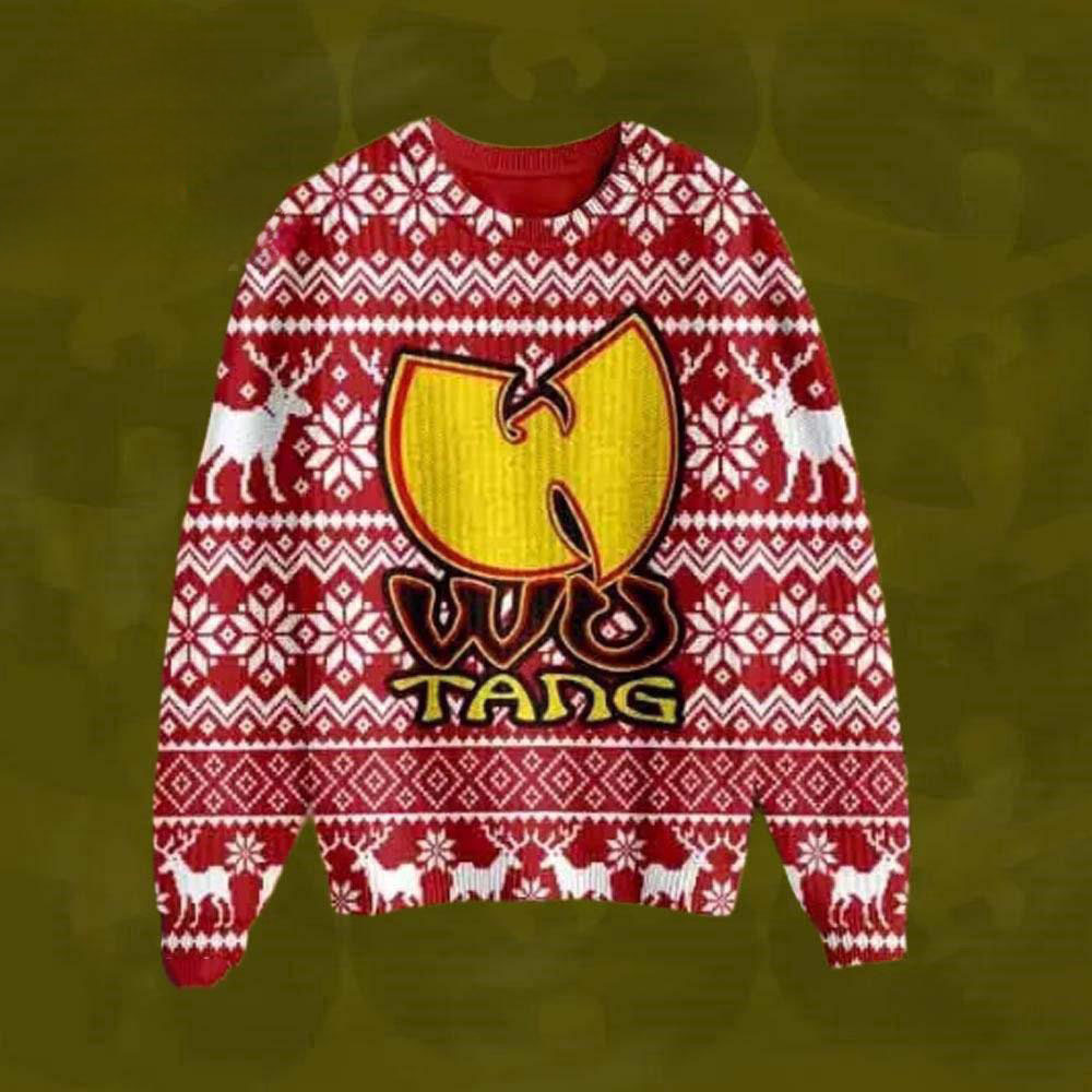 Wu Tang Clan Logo Signature Red White 2025 Ugly Christmas Sweater