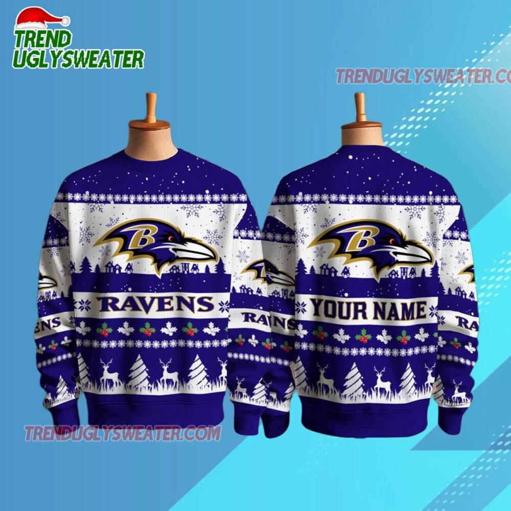 Baltimore Ravens NFL Snow Ugly Christmas Sweater