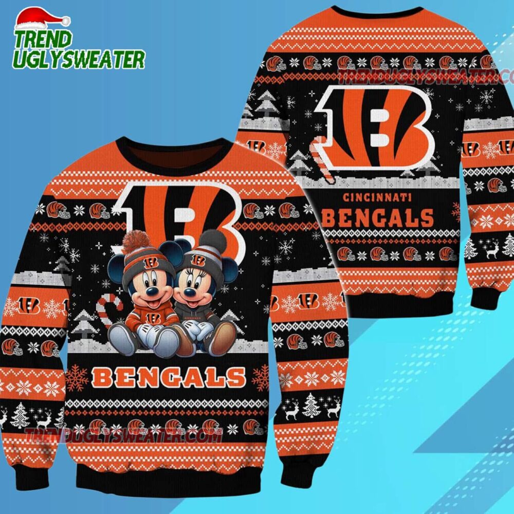 Cincinnati Bengals NFL Mickey Minnie Ugly Christmas Sweater