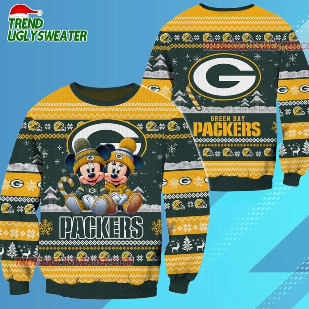 Green Bay Packers NFL Mickey Minnie Ugly Christmas Sweater