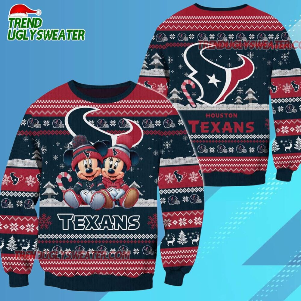 Houston Texans NFL Mickey Minnie Ugly Christmas Sweater