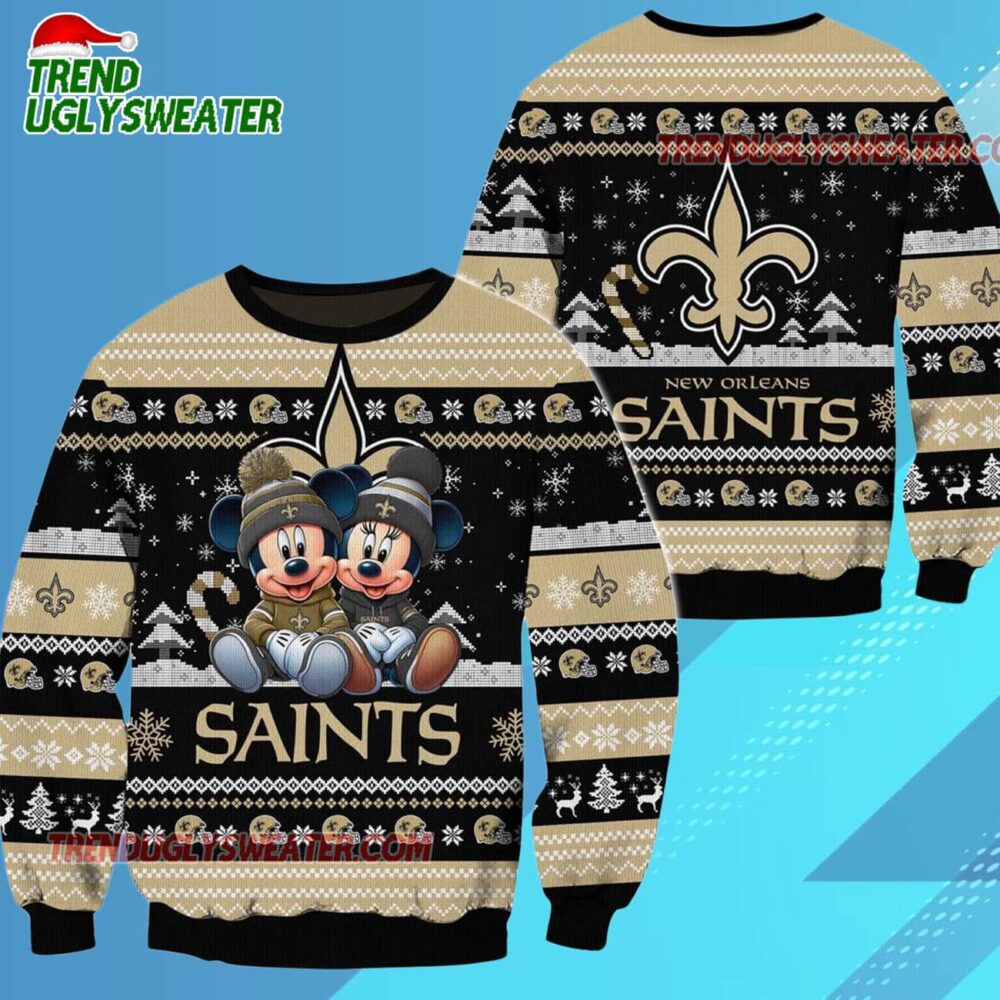 New Orleans Saints NFL Mickey Minnie Ugly Christmas Sweater