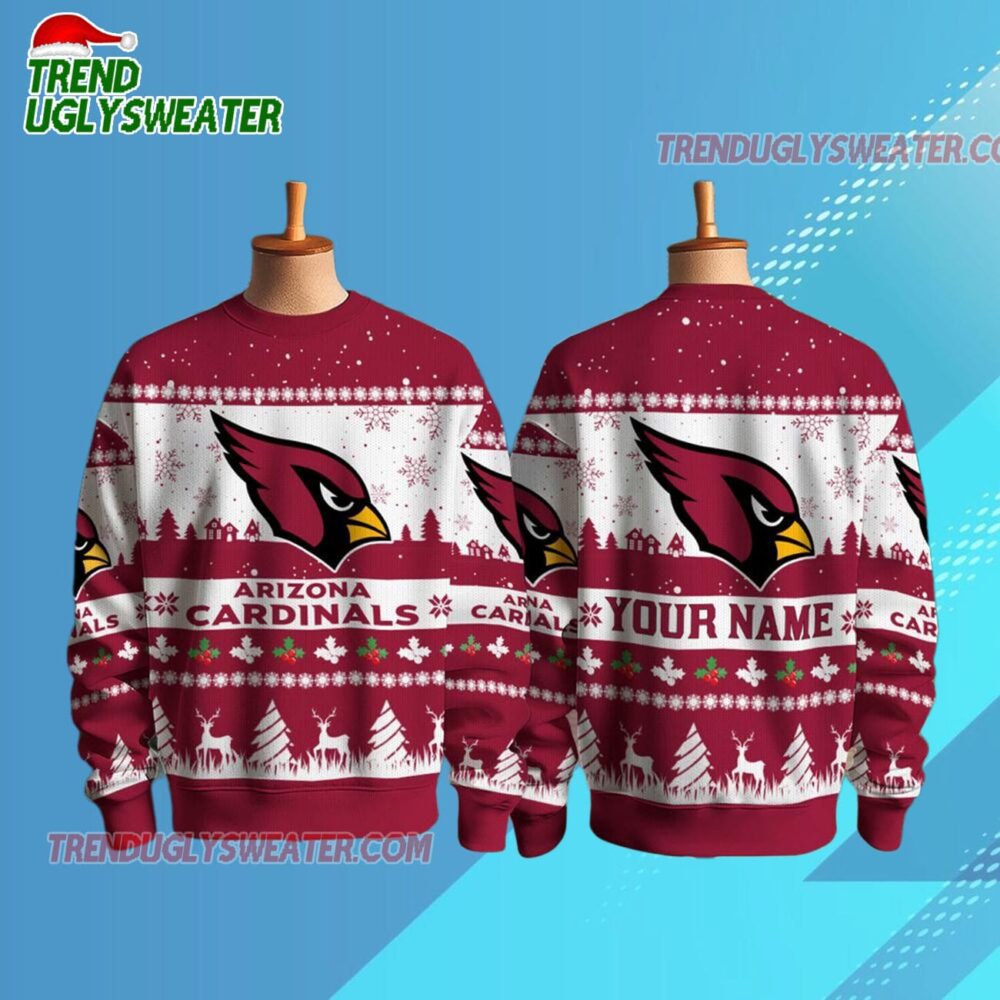 Personalized Arizona Cardinals NFL Snow Ugly Christmas Sweater