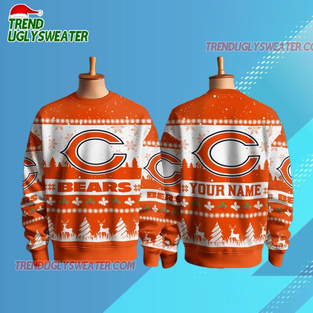 Personalized Chicago Bears NFL Snow Ugly Christmas Sweater