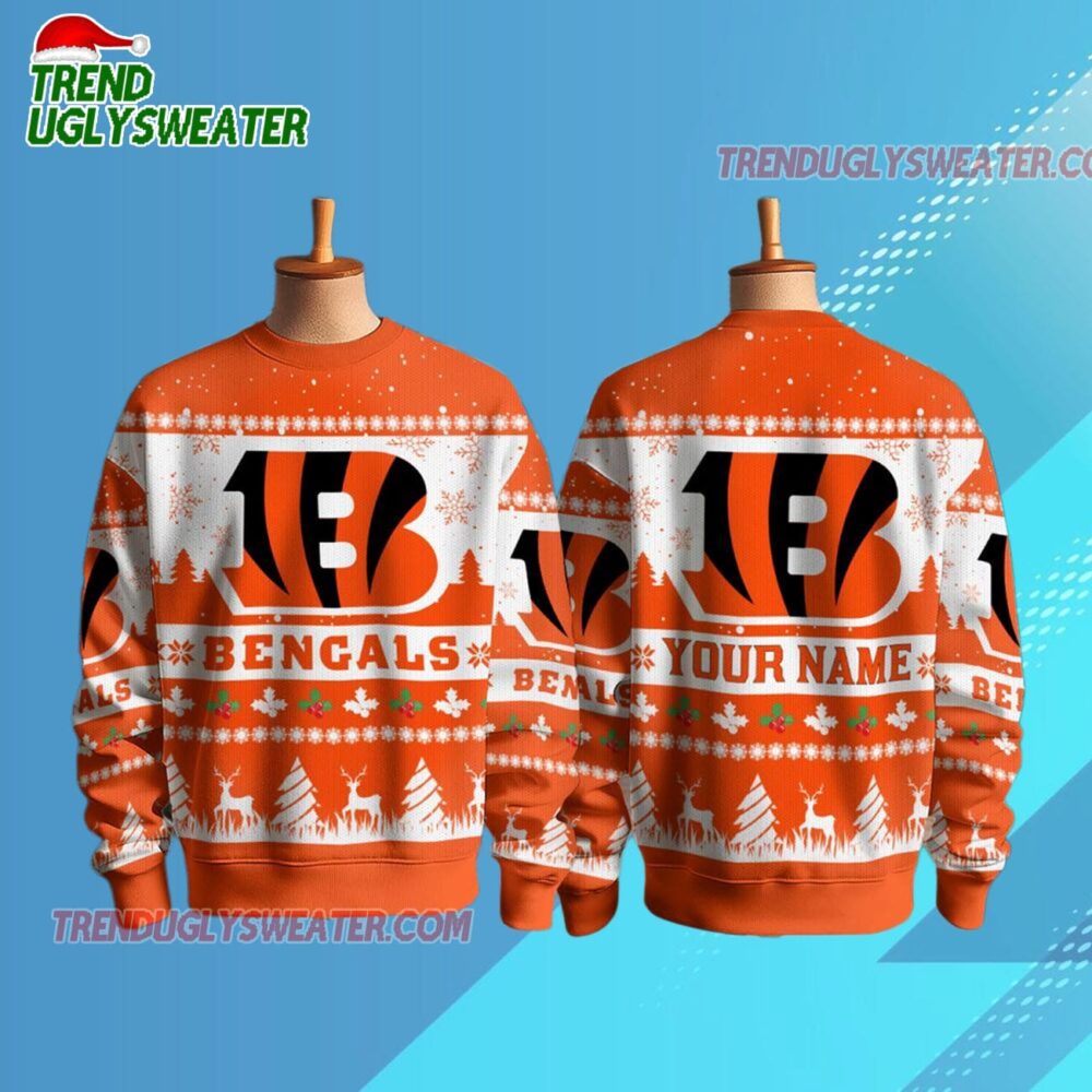 Personalized Cincinnati Bengals NFL Snow Ugly Christmas Sweater
