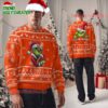 Personalized Cleveland Browns NFL Team Color Grinch Ugly Christmas Sweater