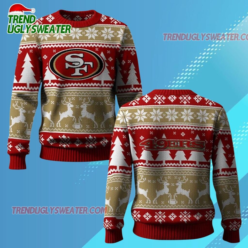 2025 49ers Reindeer Football Christmas Ugly Sweater 2
