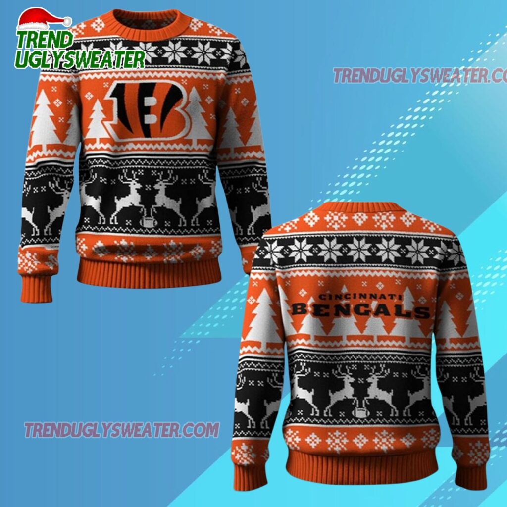 2025 Bengals Reindeer Football Christmas Ugly Sweater 1