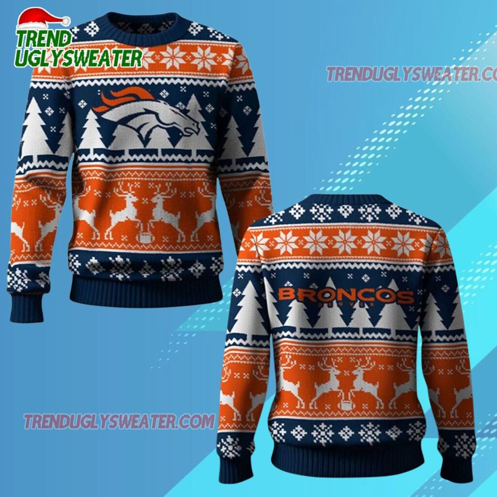 2025 Broncos Reindeer Football Christmas Ugly Sweater 1