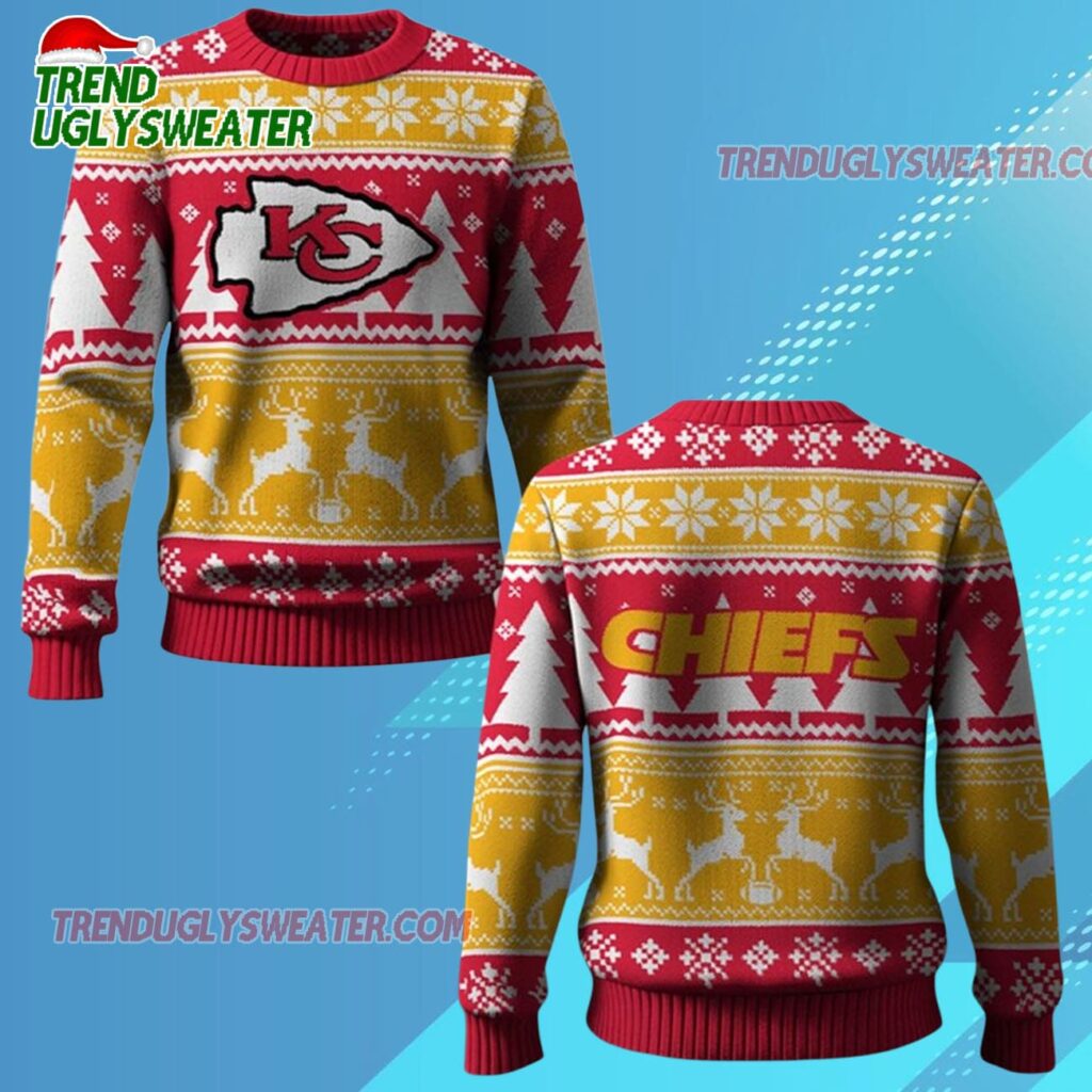 2025 Chiefs Reindeer Football Christmas Ugly Sweater 1