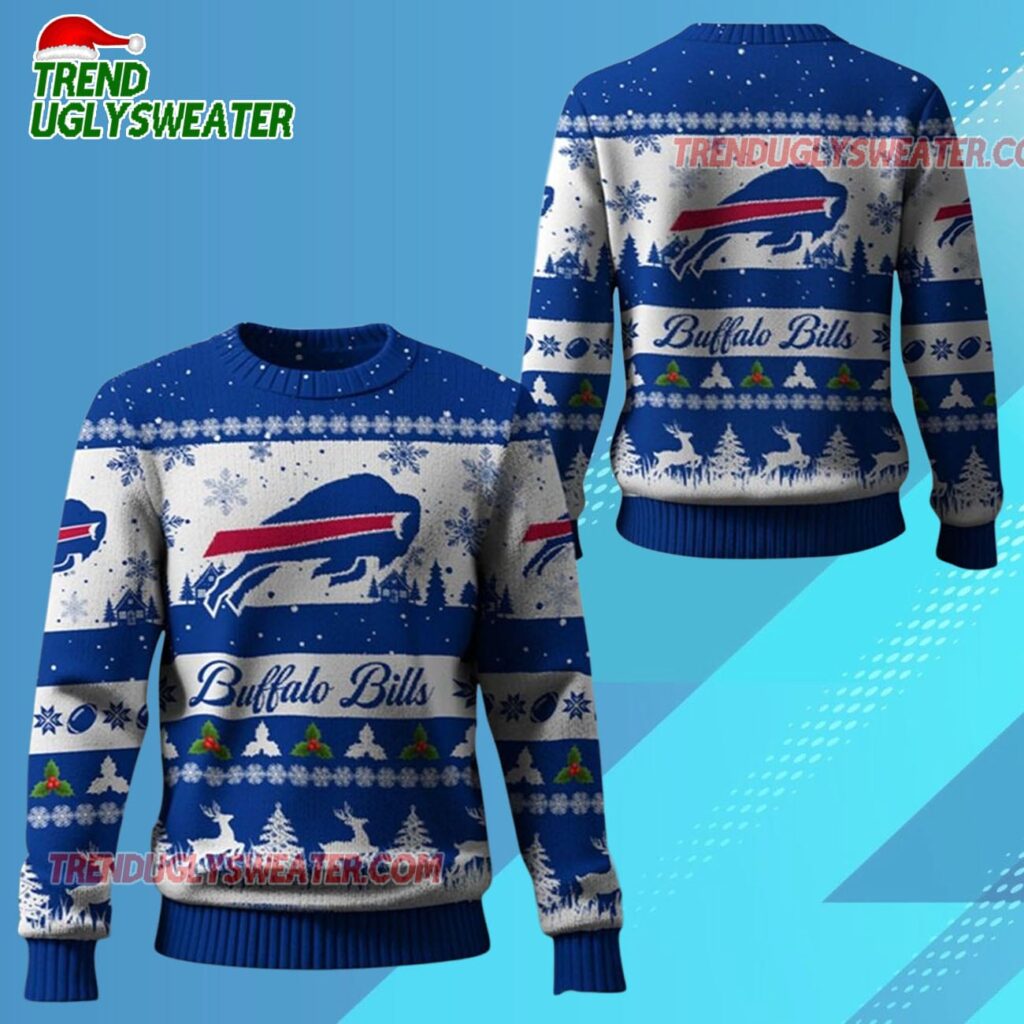 2025 Christmas Bills Festive Reindeer Tree Ugly Sweater 1