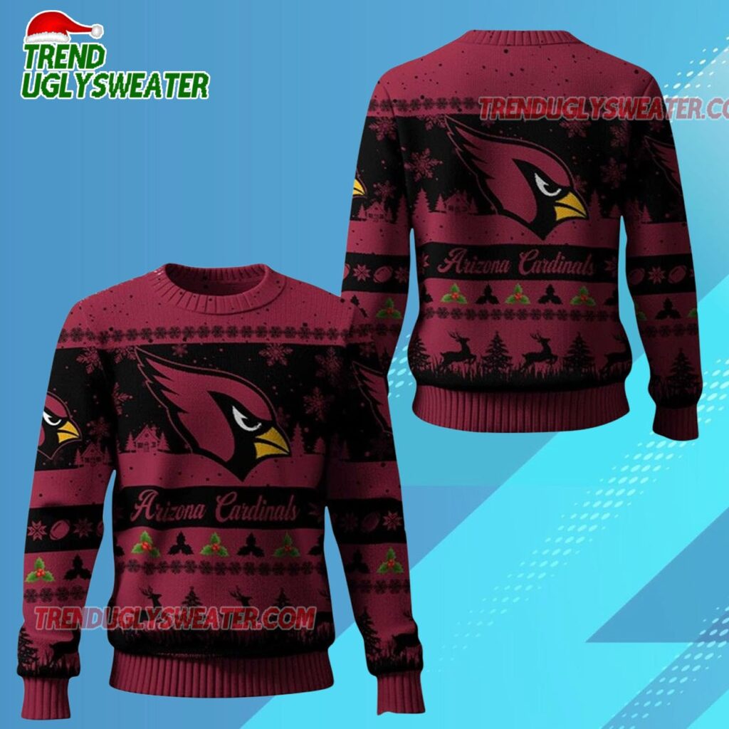 Nfl 2025 Christmas Cardinals Festive Reindeer Tree Ugly Sweater 1 2025 Christmas Cardinals Festive Reindeer Tree Ugly Sweater 2