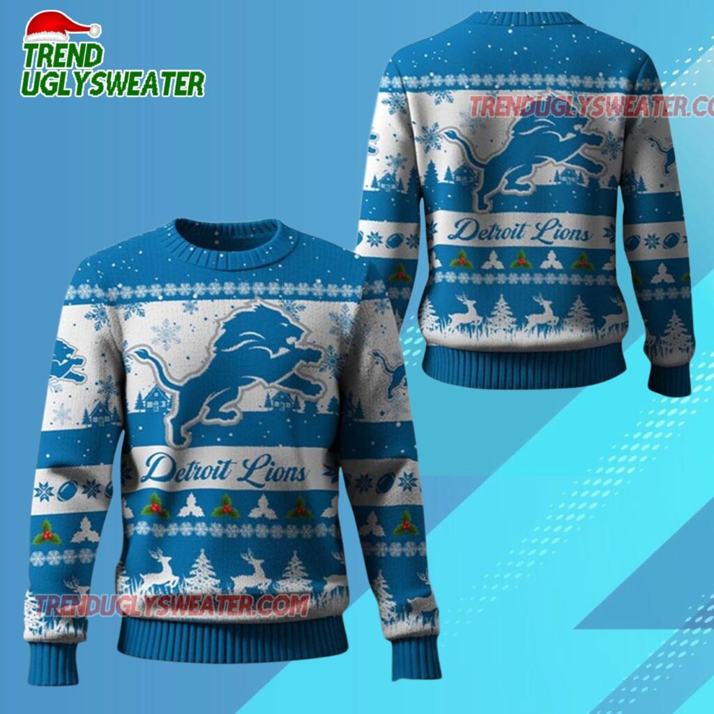 2025 Christmas Lions Festive Reindeer Tree Ugly Sweater 1