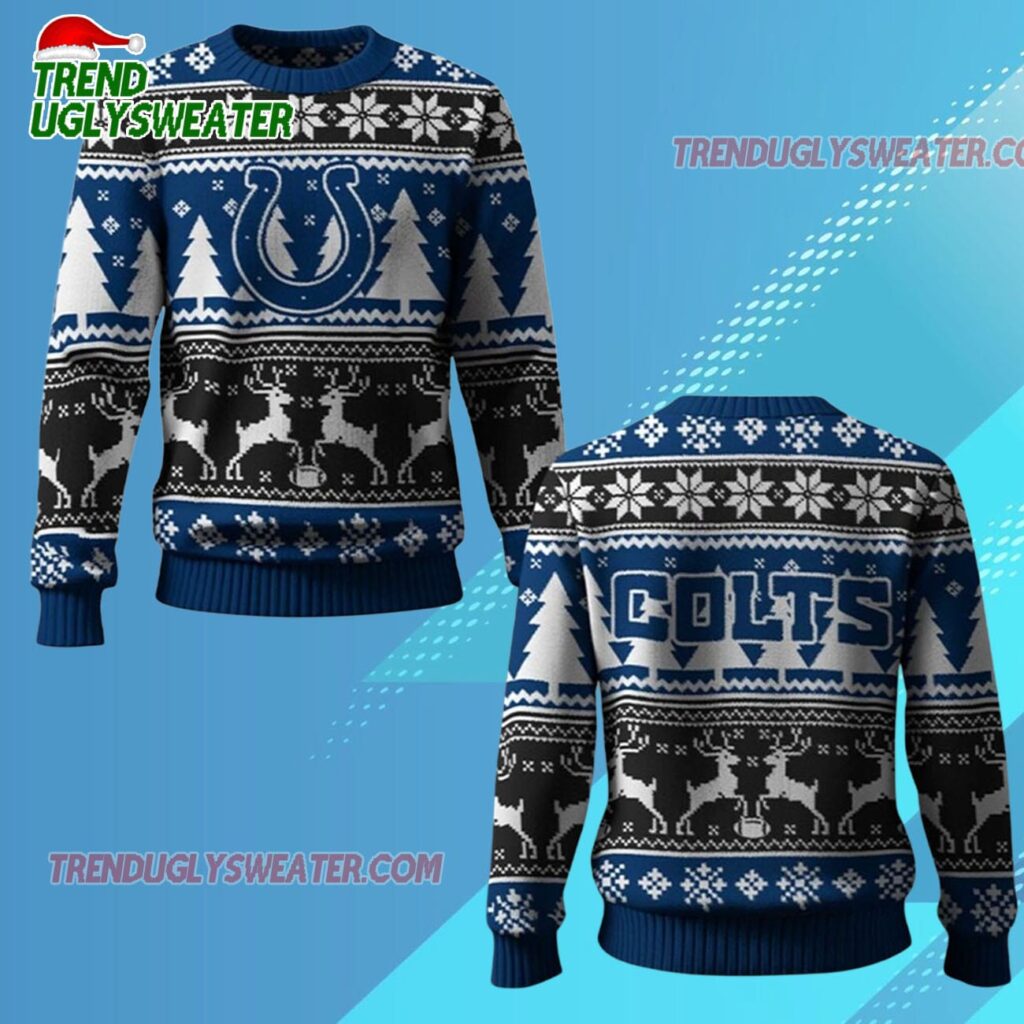 2025 Colts Reindeer Football Christmas Ugly Sweater 1