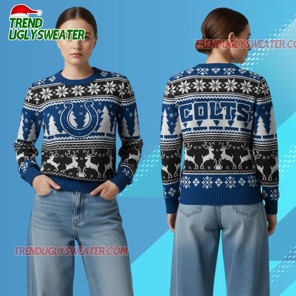 Nfl 2025 Colts Reindeer Football Christmas Ugly Sweater 1 2025 Colts Reindeer Football Christmas Ugly Sweater 2