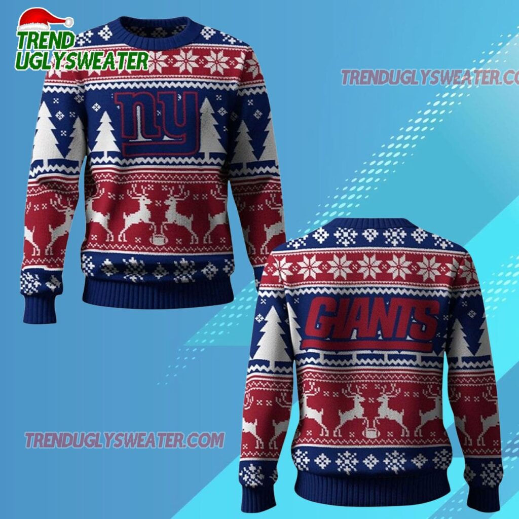 Nfl 2025 Giants Reindeer Football Christmas Ugly Sweater 1 2025 Giants Reindeer Football Christmas Ugly Sweater 2