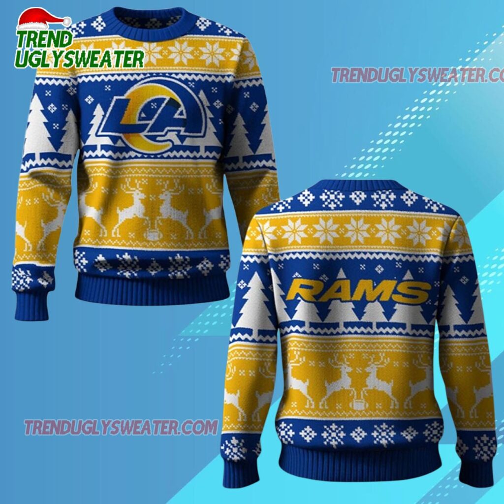 2025 Rams Reindeer Football Christmas Ugly Sweater 1