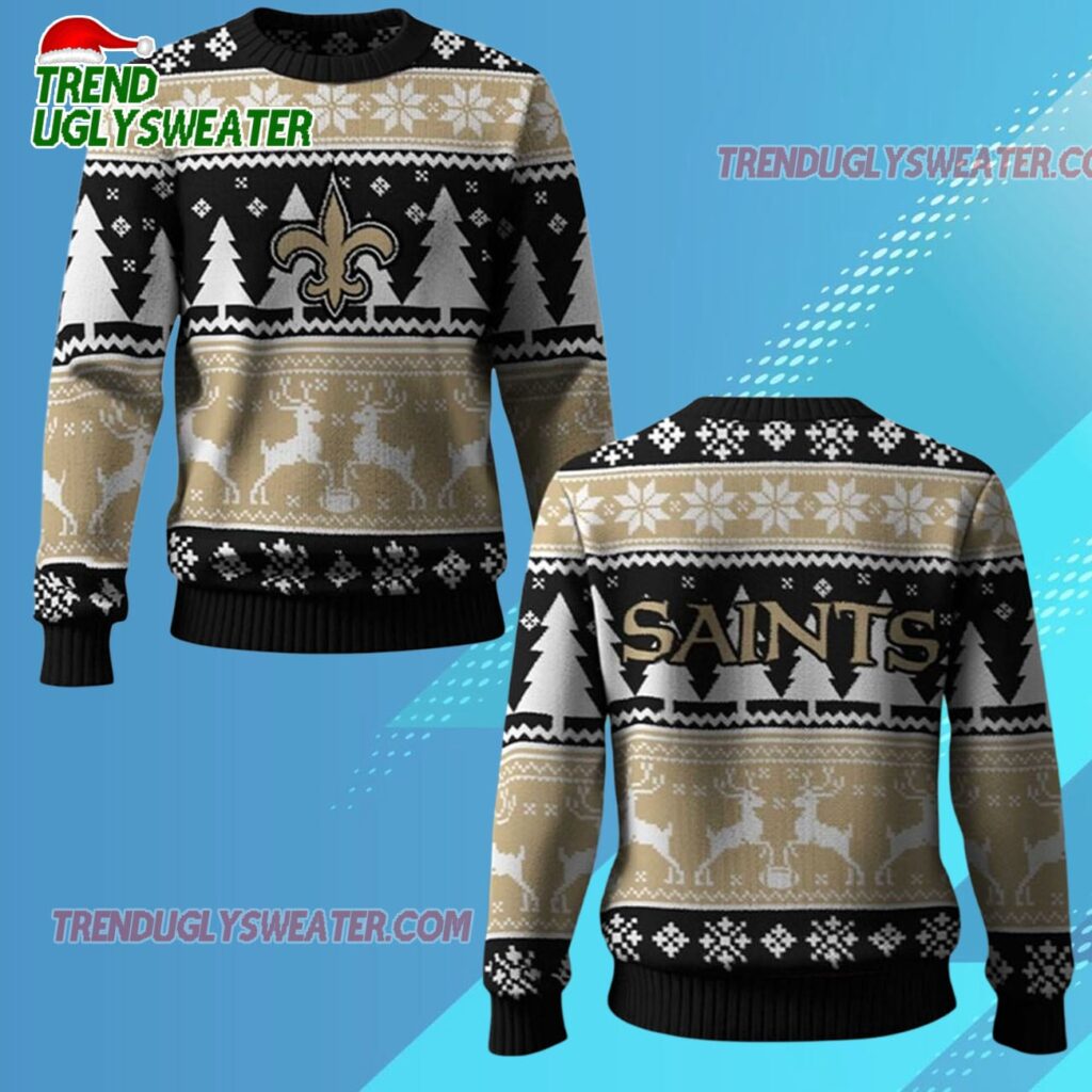 2025 Saints Reindeer Football Christmas Ugly Sweater 1