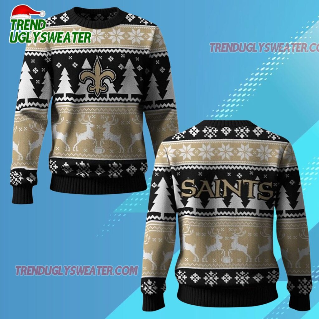 2025 Saints Reindeer Football Christmas Ugly Sweater 2
