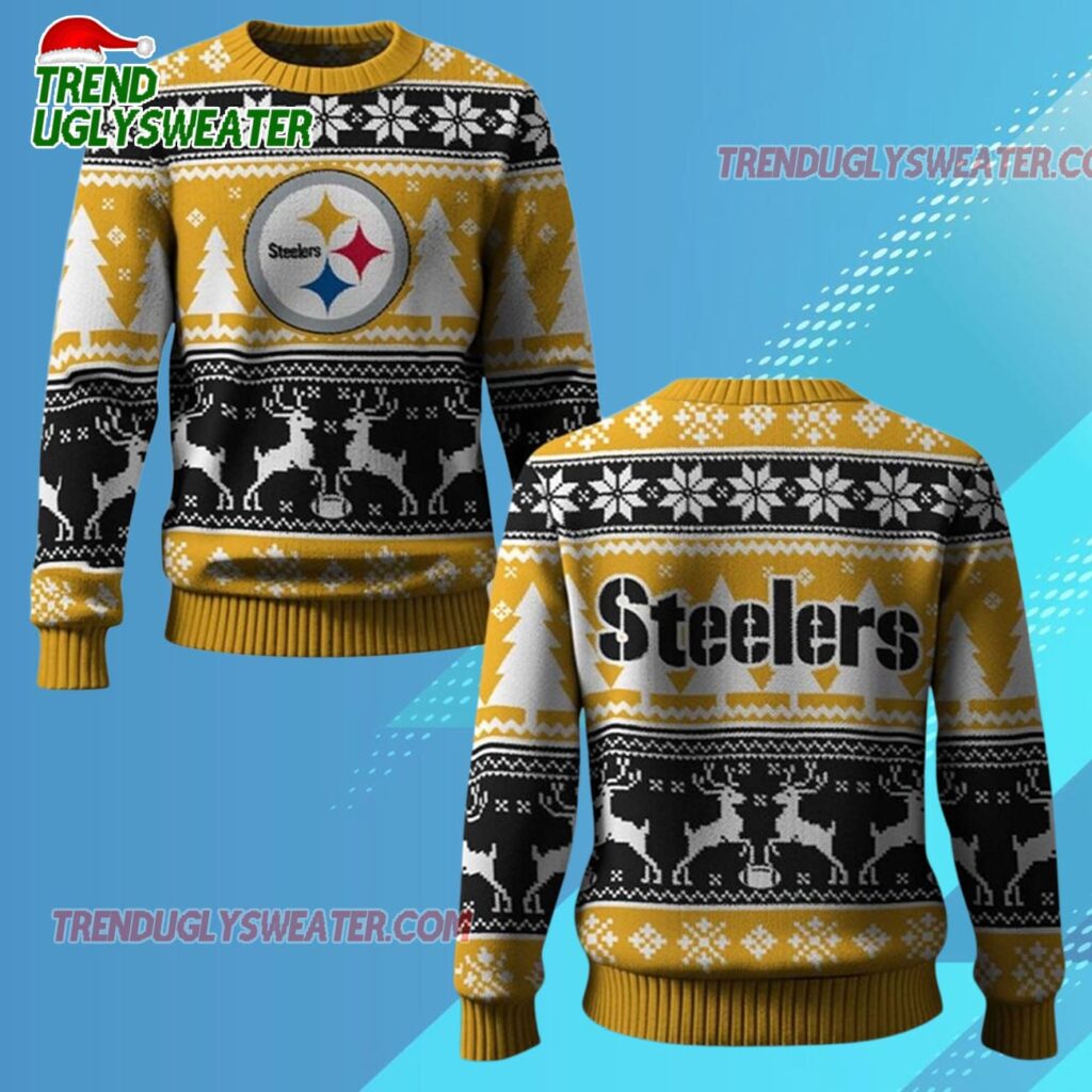 2025 Steelers Reindeer Football Christmas Ugly Sweater 1