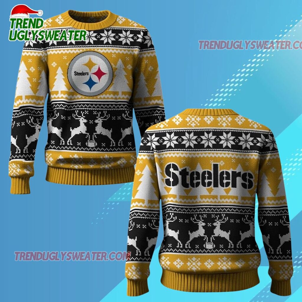 2025 Steelers Reindeer Football Christmas Ugly Sweater 2