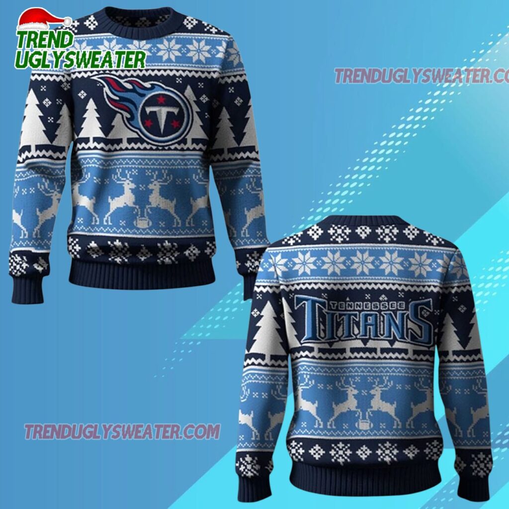 2025 Titans Reindeer Football Christmas Ugly Sweater 1