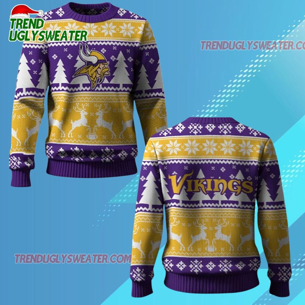 2025 Vikings Reindeer Football Christmas Ugly Sweater 1