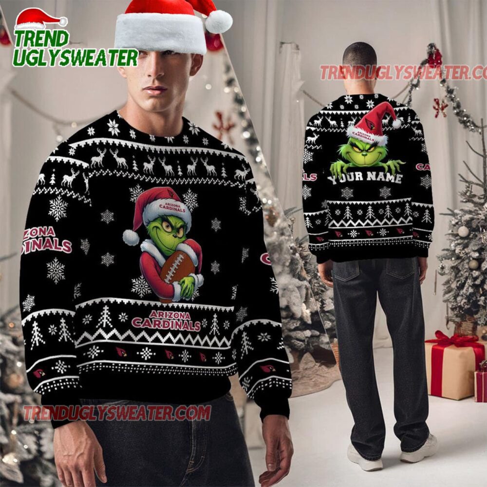 Arizona Cardinals 2025 Nfl Grinch Football Personalized Ugly Christmas Sweater