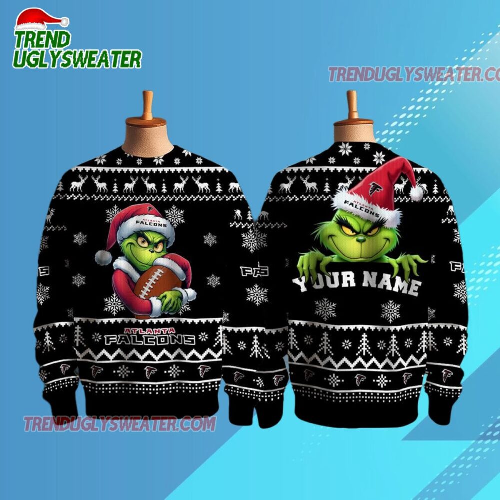 Atlanta Falcons 2025 Nfl Grinch Football Personalized Ugly Christmas Sweater