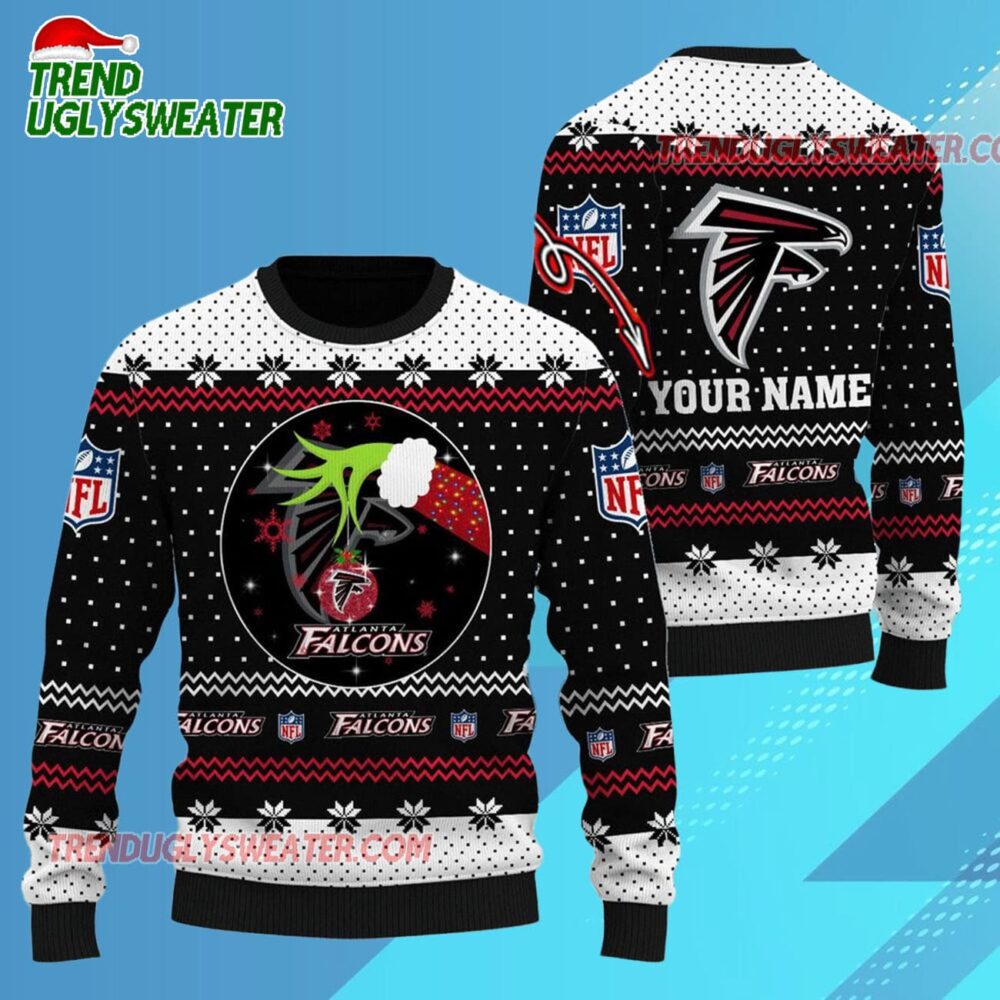 Atlanta Falcons Nfl Grinch Hands Personalized Ugly Christmas Sweater