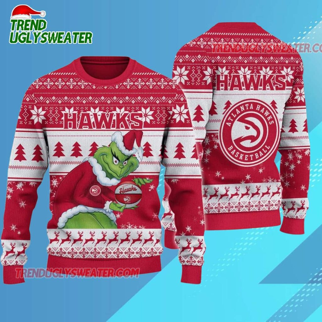 Atlanta Hawks Grinch Stolen Ugly Christmas Sweater 1
