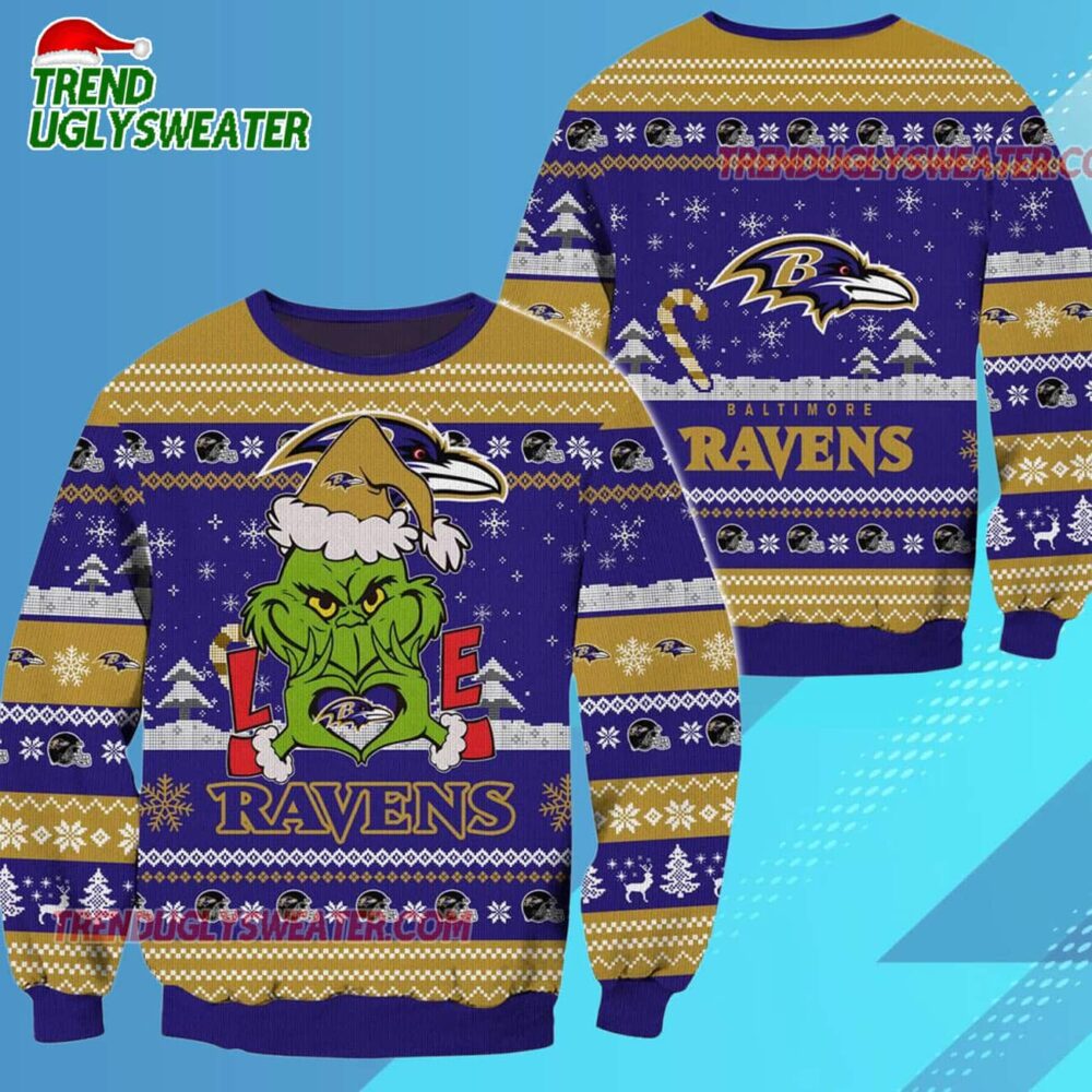 Baltimore Ravens Nfl Grinch Football Limited Ugly Christmas Sweater