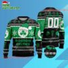 Personalized Boston Celtics Snowy Shamrock Blitz Ugly Christmas Sweater 2 Boston Celtics Snowy Shamrock Blitz Ugly Christmas Sweater 1