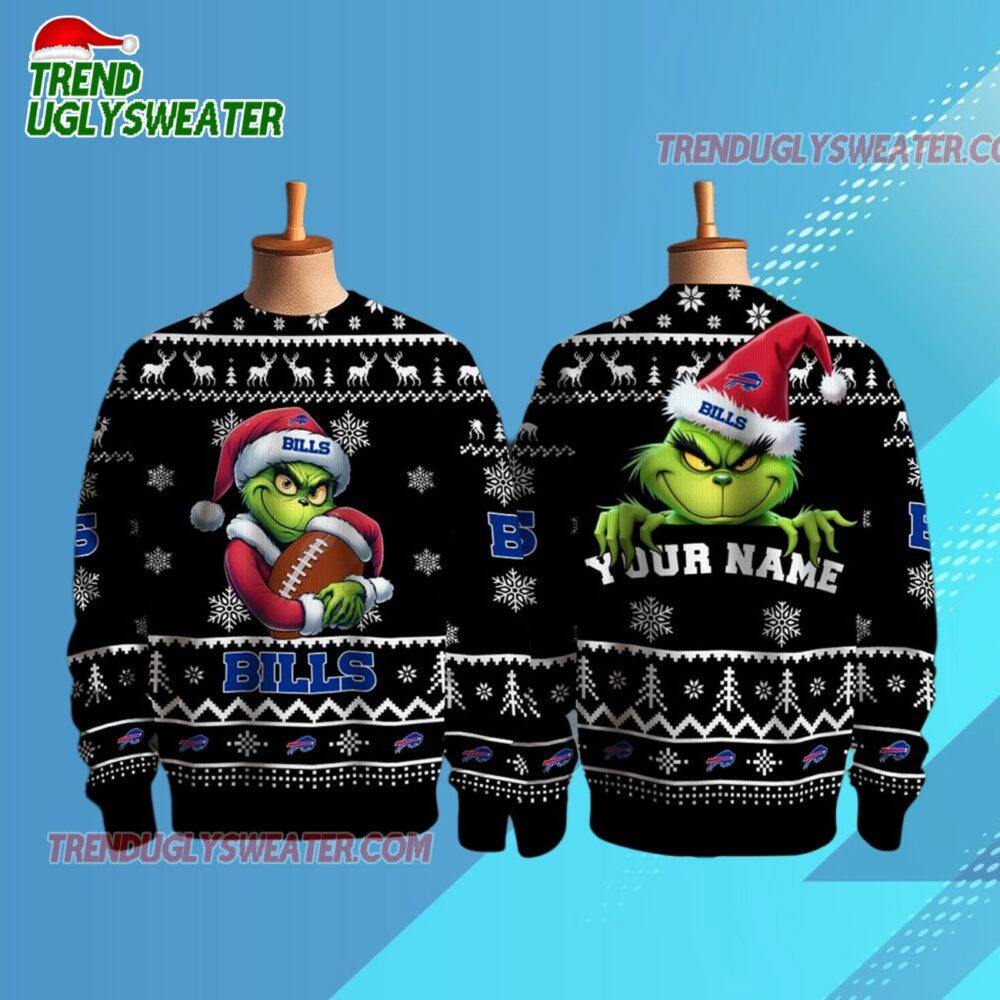 Buffalo Bills 2025 Nfl Grinch Football Personalized Ugly Christmas Sweater