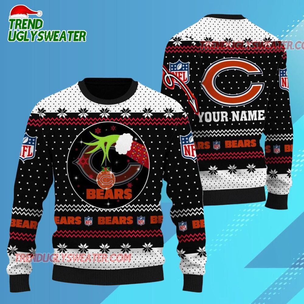 Chicago Bears Nfl Grinch Hands Personalized Ugly Christmas Sweater