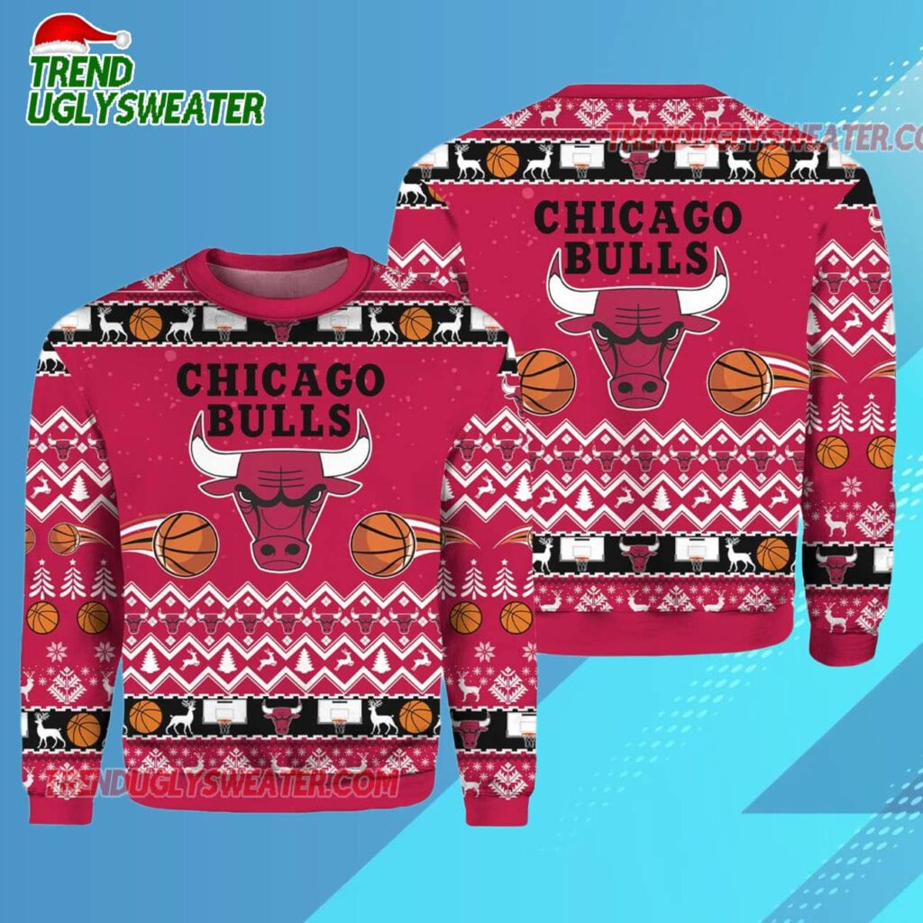 Chicago Bulls Hoops Holiday Cheer Ugly Christmas Sweater 1