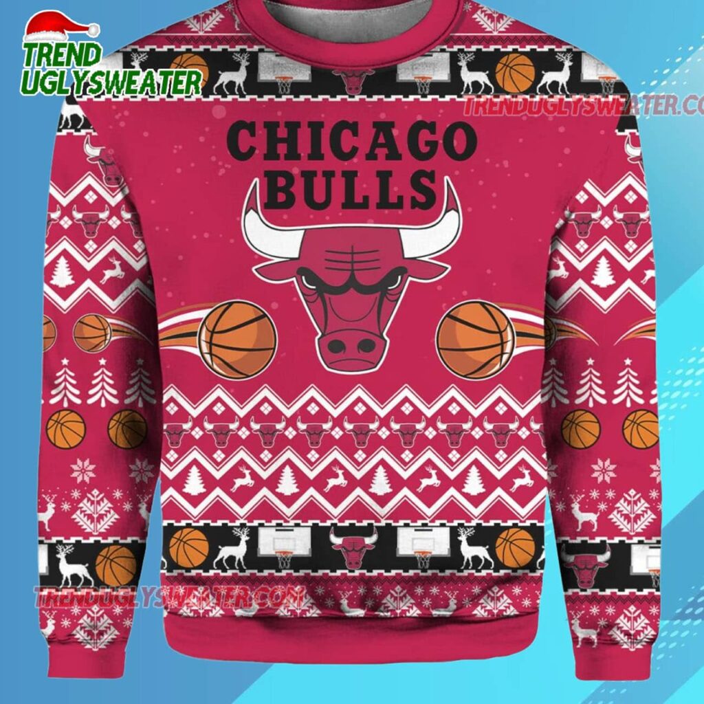 Chicago Bulls Hoops Holiday Cheer Ugly Christmas Sweater 2