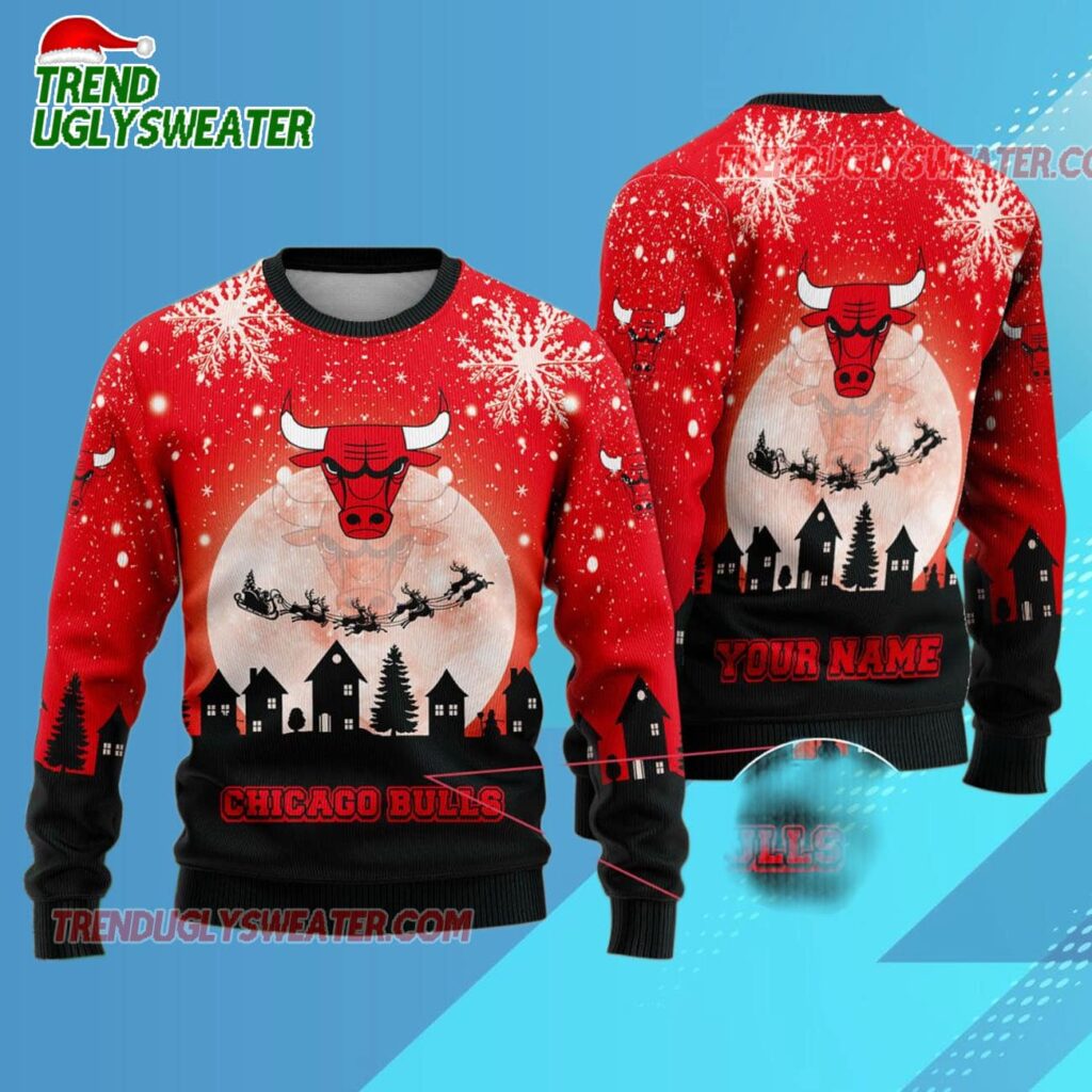 Chicago Bulls Sleigh Ride Showdown Ugly Christmas Sweater 1
