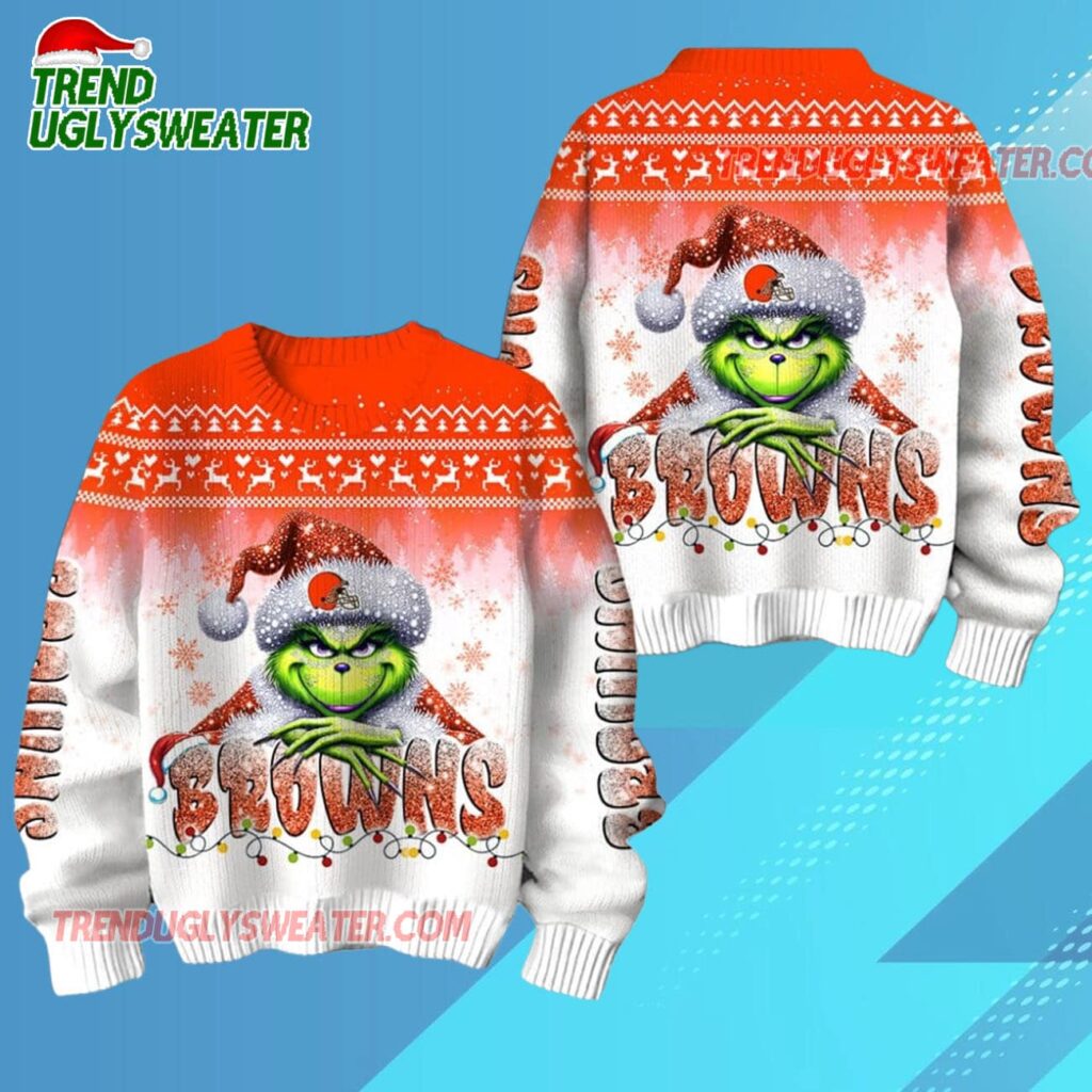 Cleveland Browns Nfl X The Grinch 2025 Edition Ugly Christmas Sweater