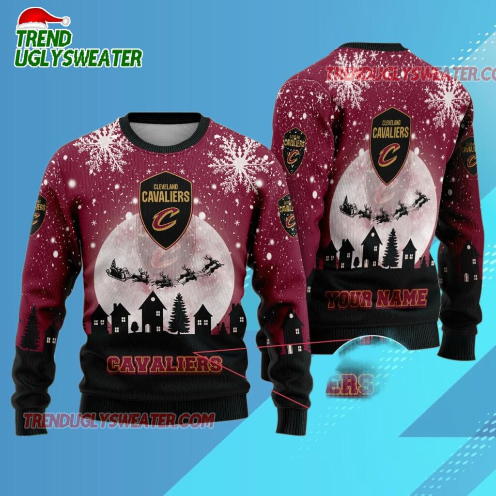 Cleveland Cavaliers Moonlit Sleigh Ride Ugly Christmas Sweater 1