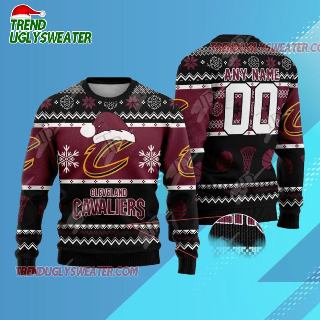 Cleveland Cavaliers Snowy Court Clash Ugly Christmas Sweater 1