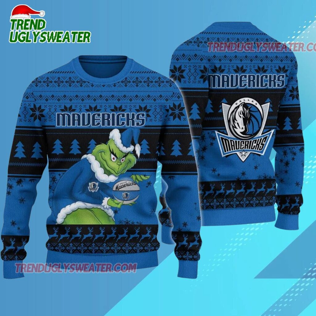 Dallas Mavericks Grinch Stolen Ugly Christmas Sweater 1