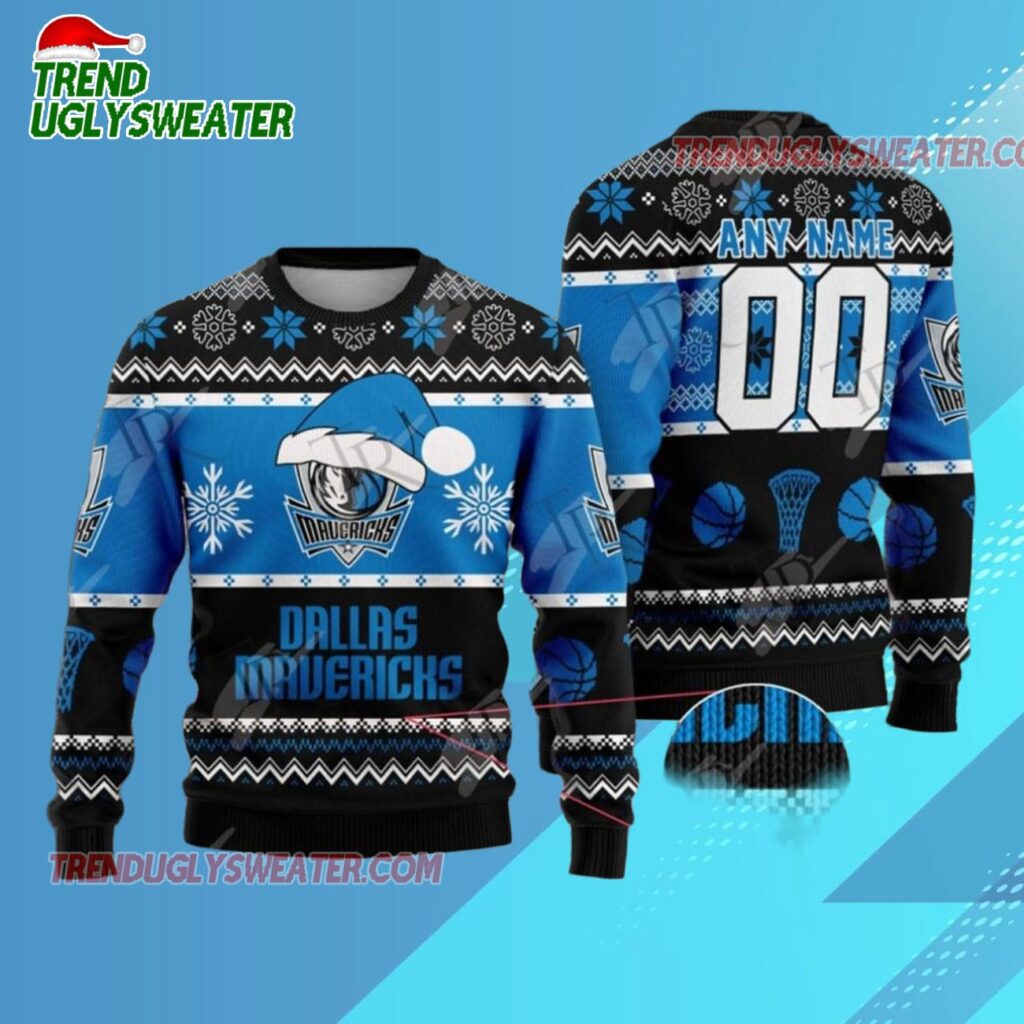 Dallas Mavericks Winter Court Victory Ugly Christmas Sweater 1