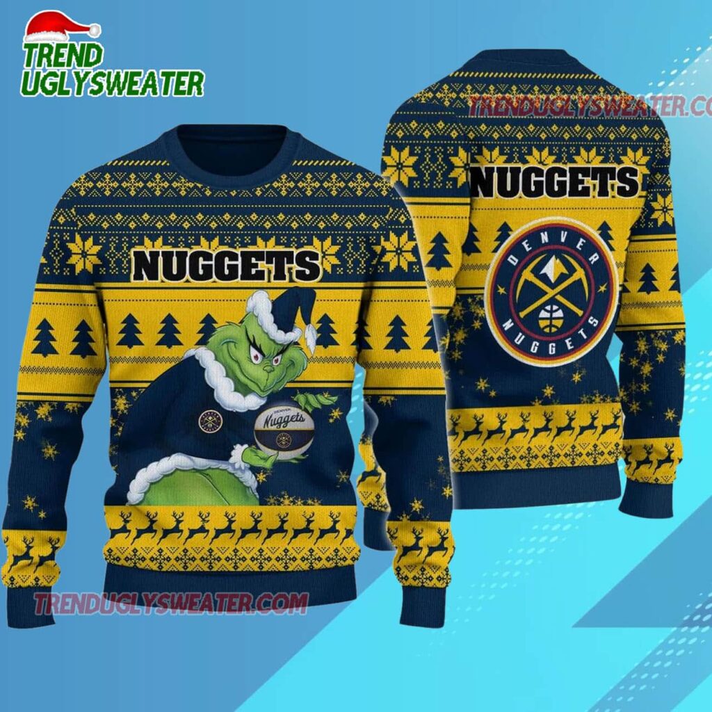 Denver Nuggets Grinch Stolen Ugly Christmas Sweater 1