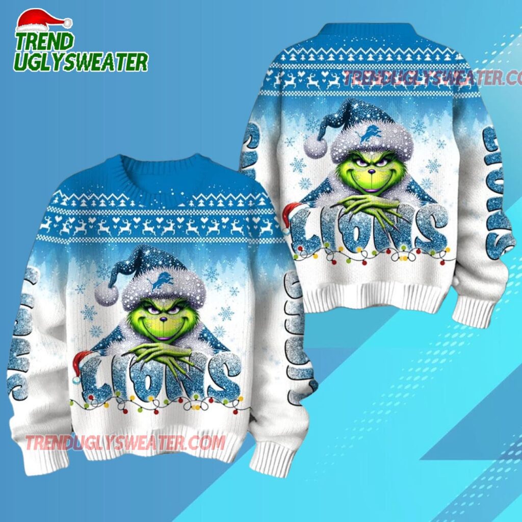Detroit Lions Nfl X The Grinch 2025 Edition Ugly Christmas Sweater